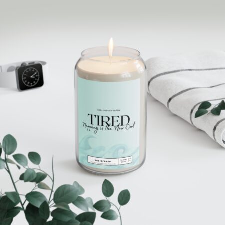 Tired-Napping Cool Sea Breeze Scented Soy Candle. 13.75oz