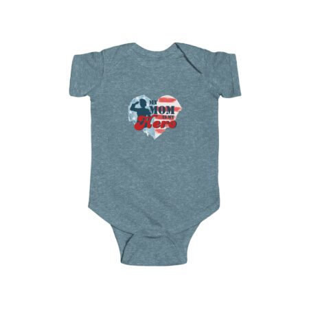 MY MOM IS MY HERO American Flag Heart Baby Bodysuit