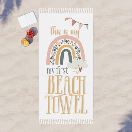 Boho Baby's First Beach Towel Light Pink and Rainbow
