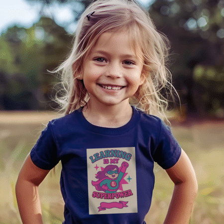 Toddler Learning is My Superpower Purple Superhero Tee