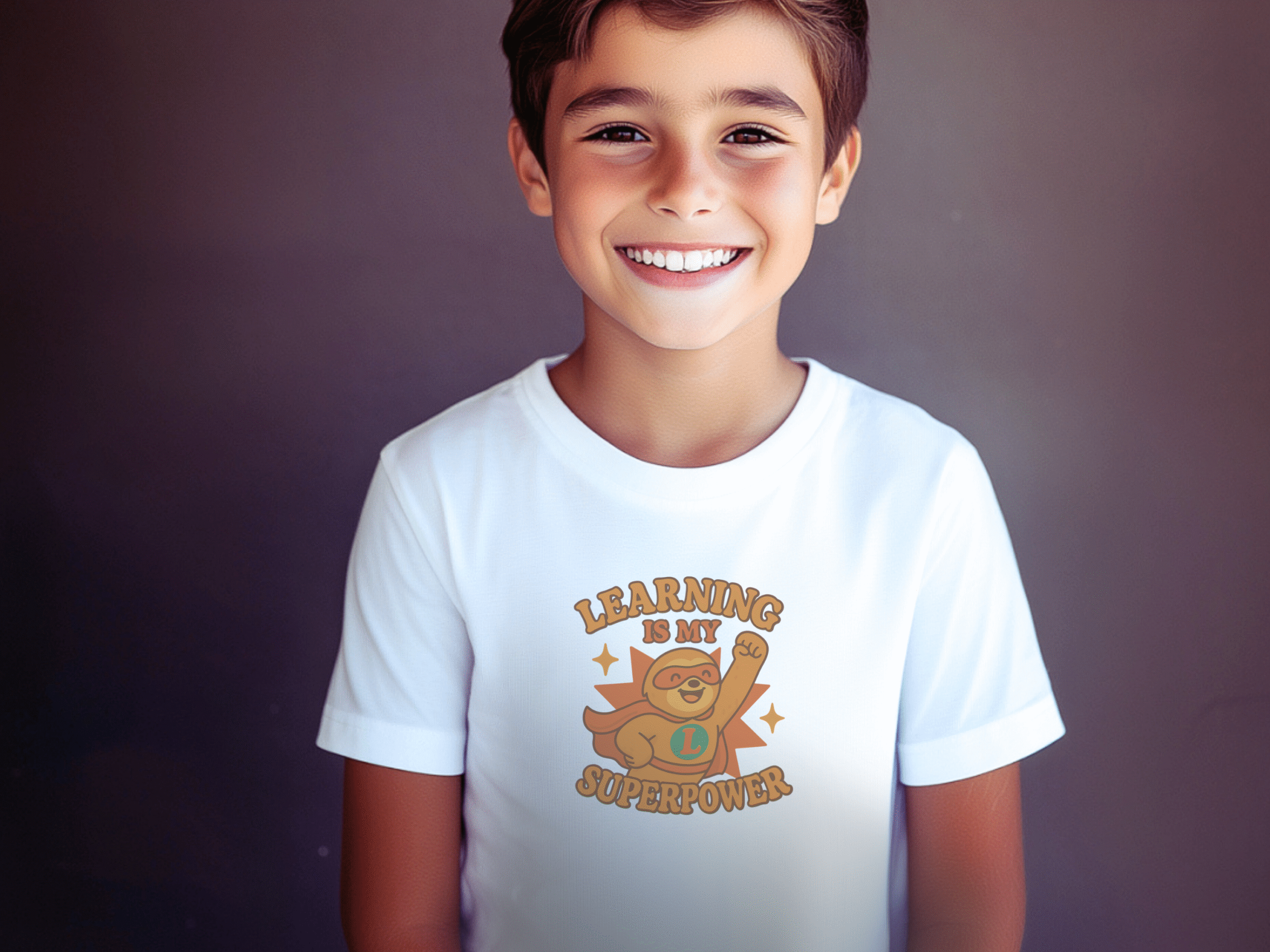 Learning Is My Superpower Sloth Orange Tee