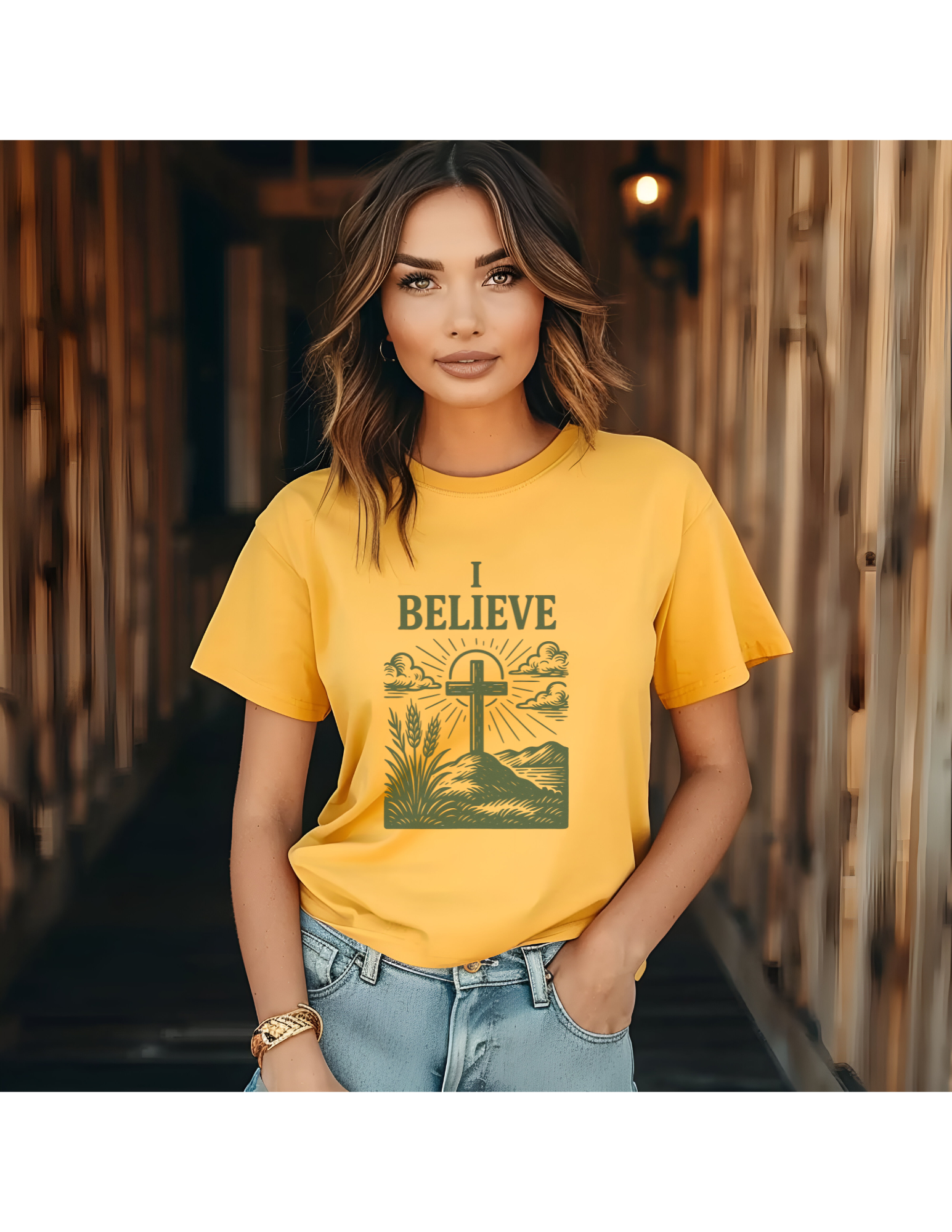 I Believe Christian Cross Tee - Image 8