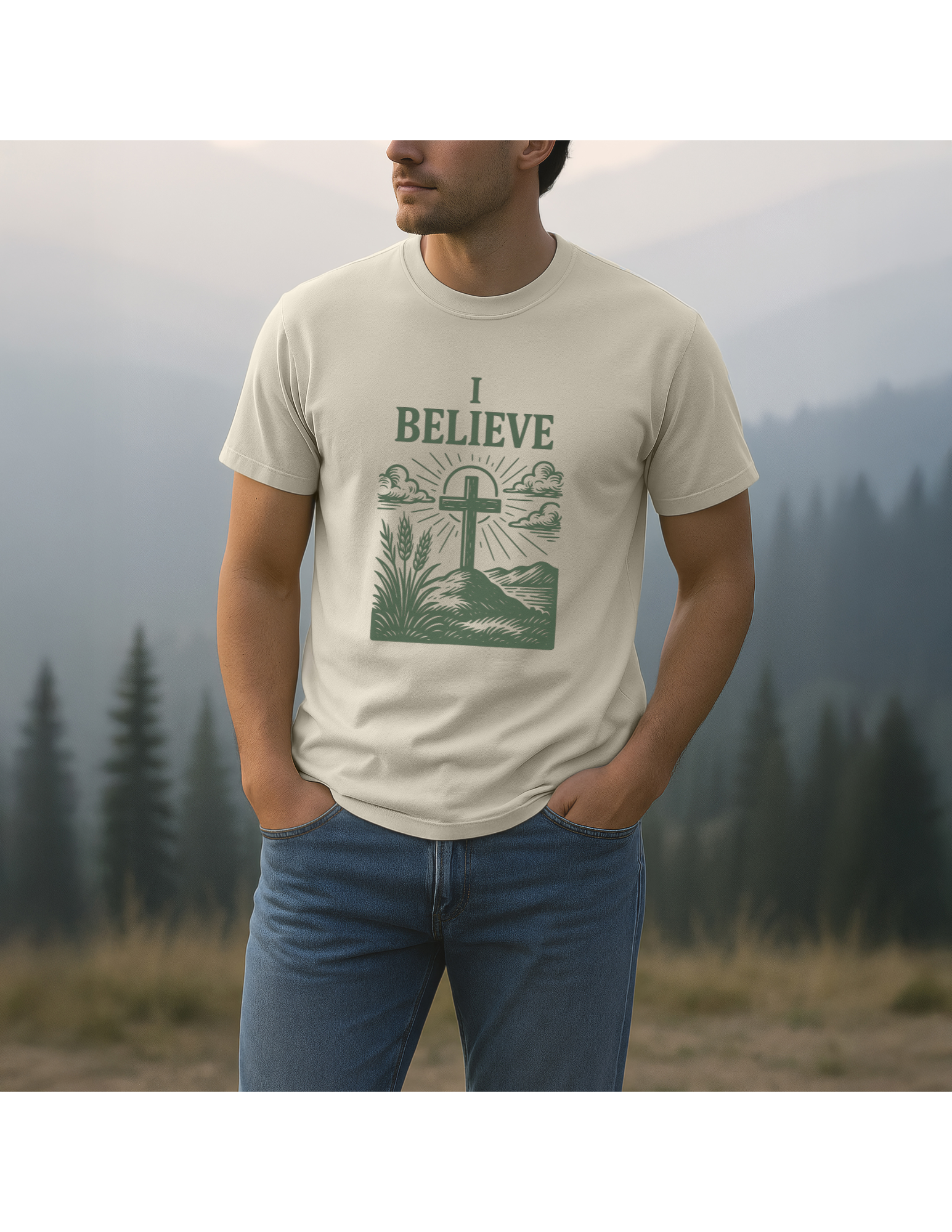 I Believe Christian Cross Tee - Image 6