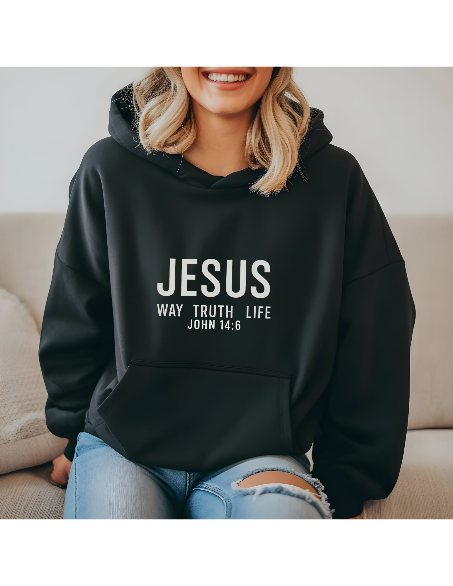 Jesus Way Truth Life John 14:16 Christian Unisex Hoodie - Image 3
