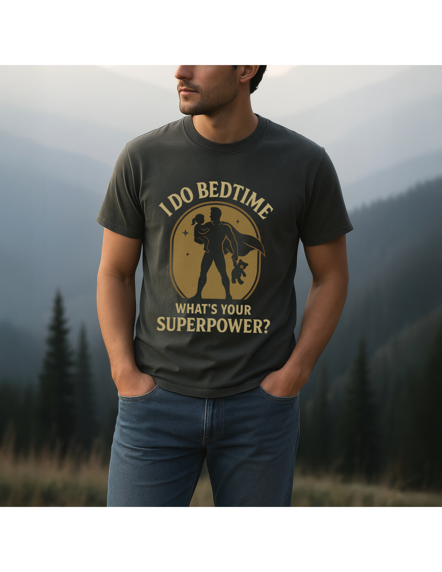 I Do Bedtime- What's Your Superpower- Dad Tee - Image 9