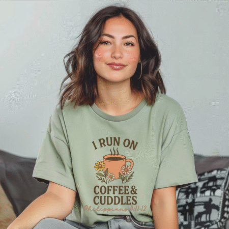 I Run on Coffee and Cuddles Phil 4:11-12 Tee