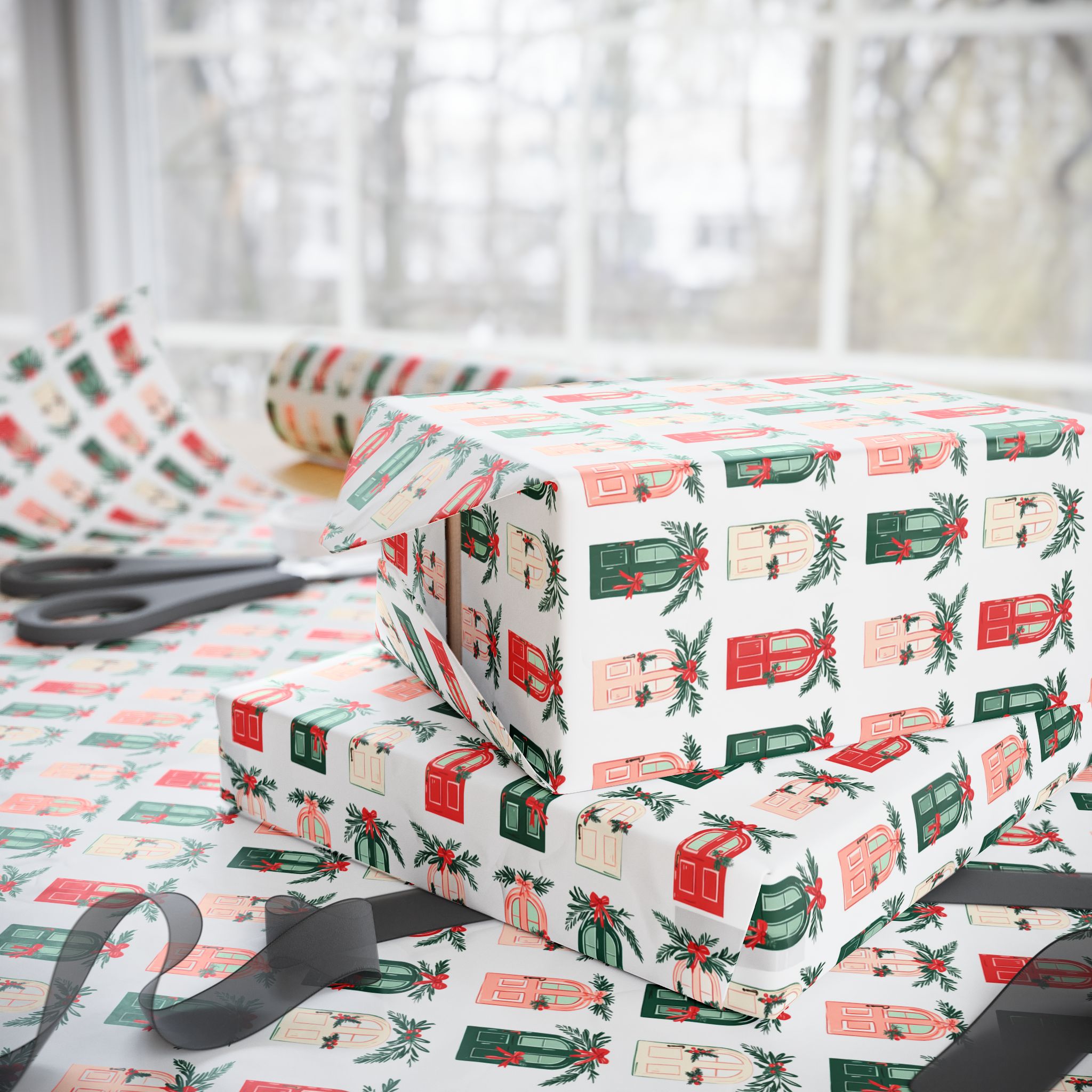 Christmas Garland Doors Floral Wrapping Paper - Image 10