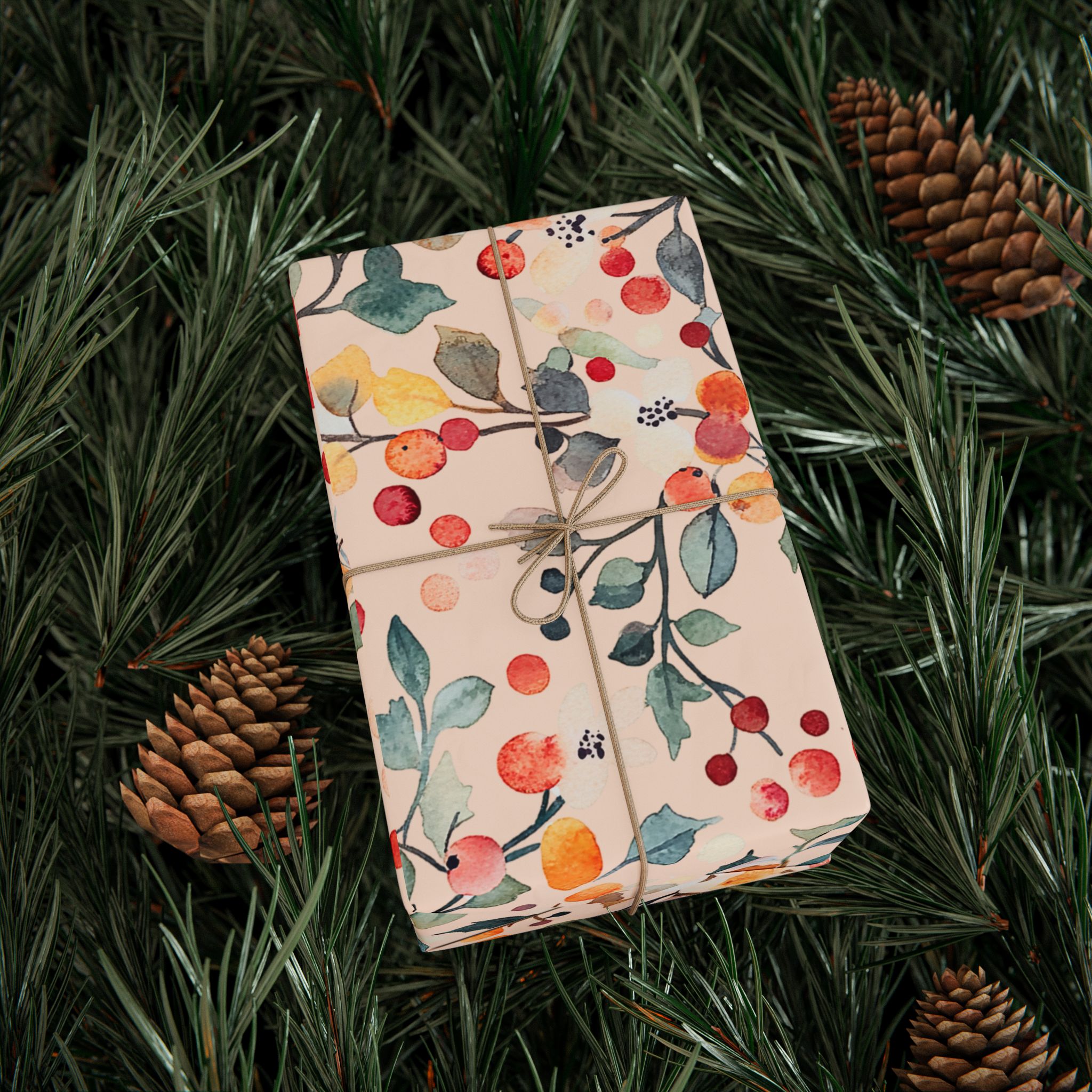 Berry Frost Peach Floral Wrapping Paper - Image 4