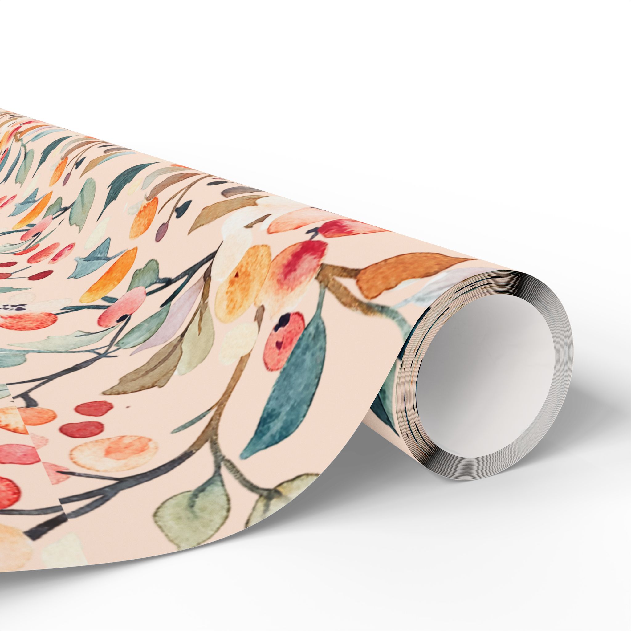 Berry Frost Peach Floral Wrapping Paper - Image 2