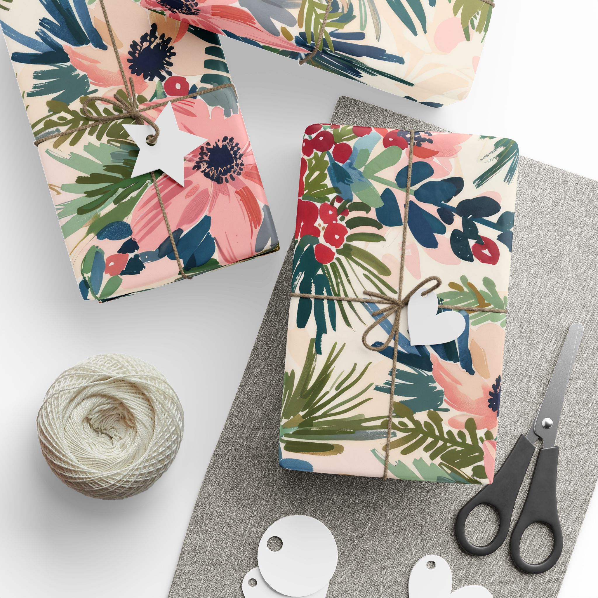 Frosted Poinsettia Christmas Wrapping Paper