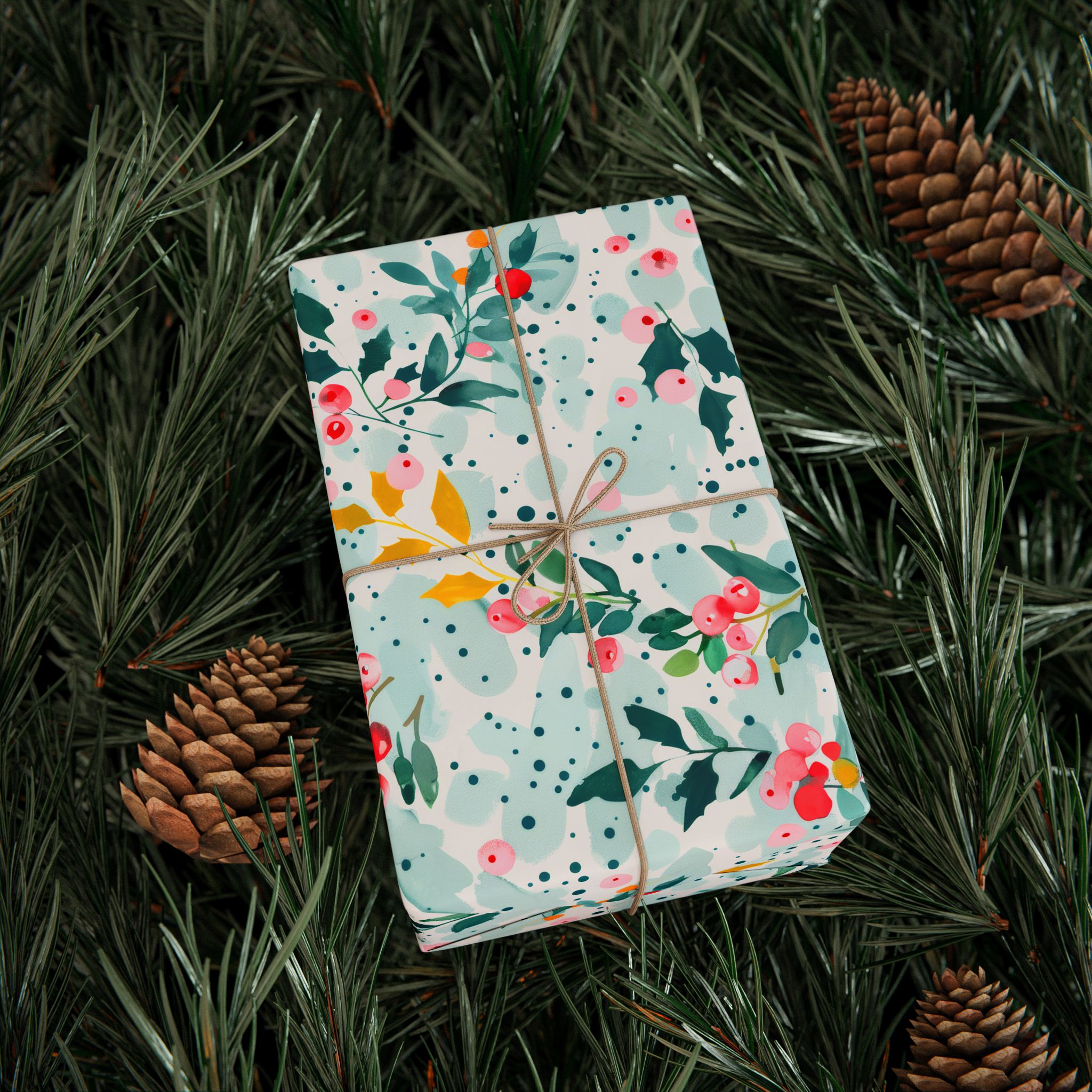 Winter Confetti Floral Wrapping Paper - Image 4