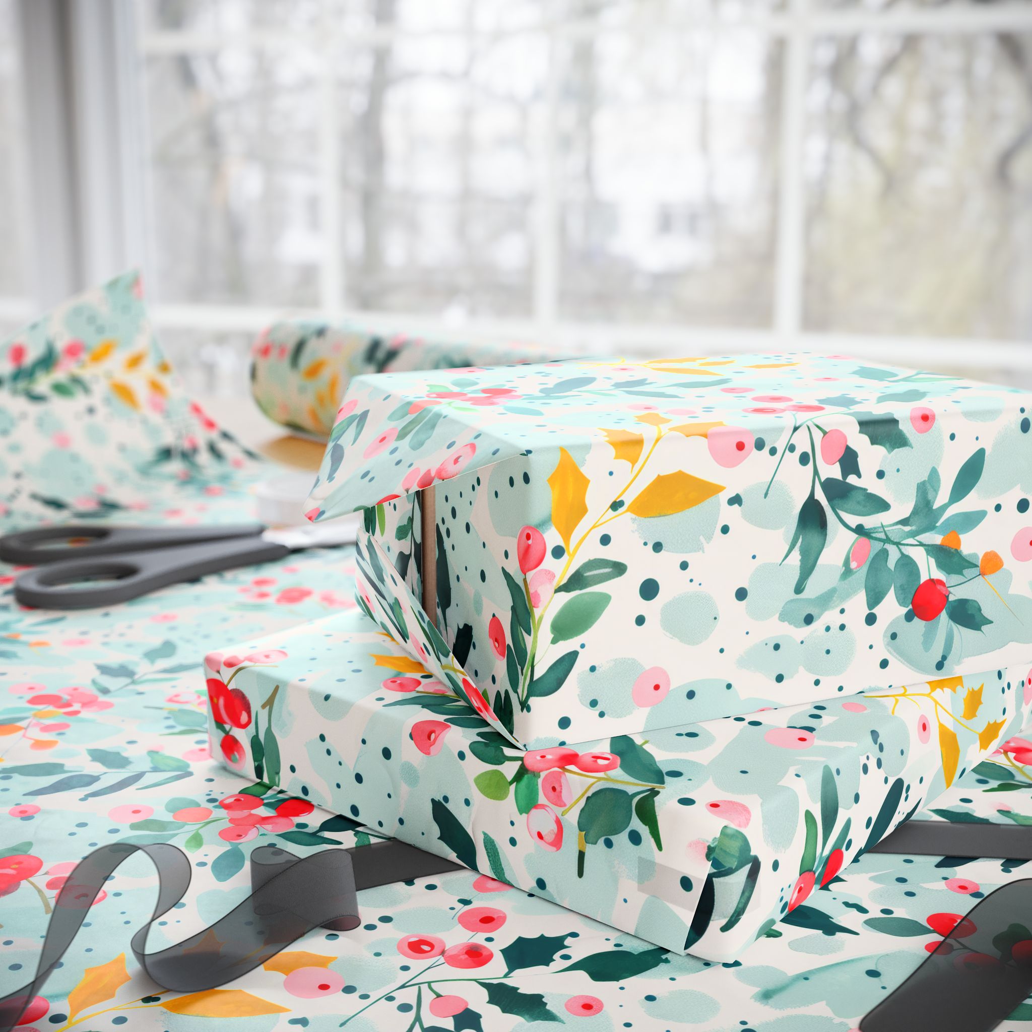 Winter Confetti Floral Wrapping Paper - Image 10