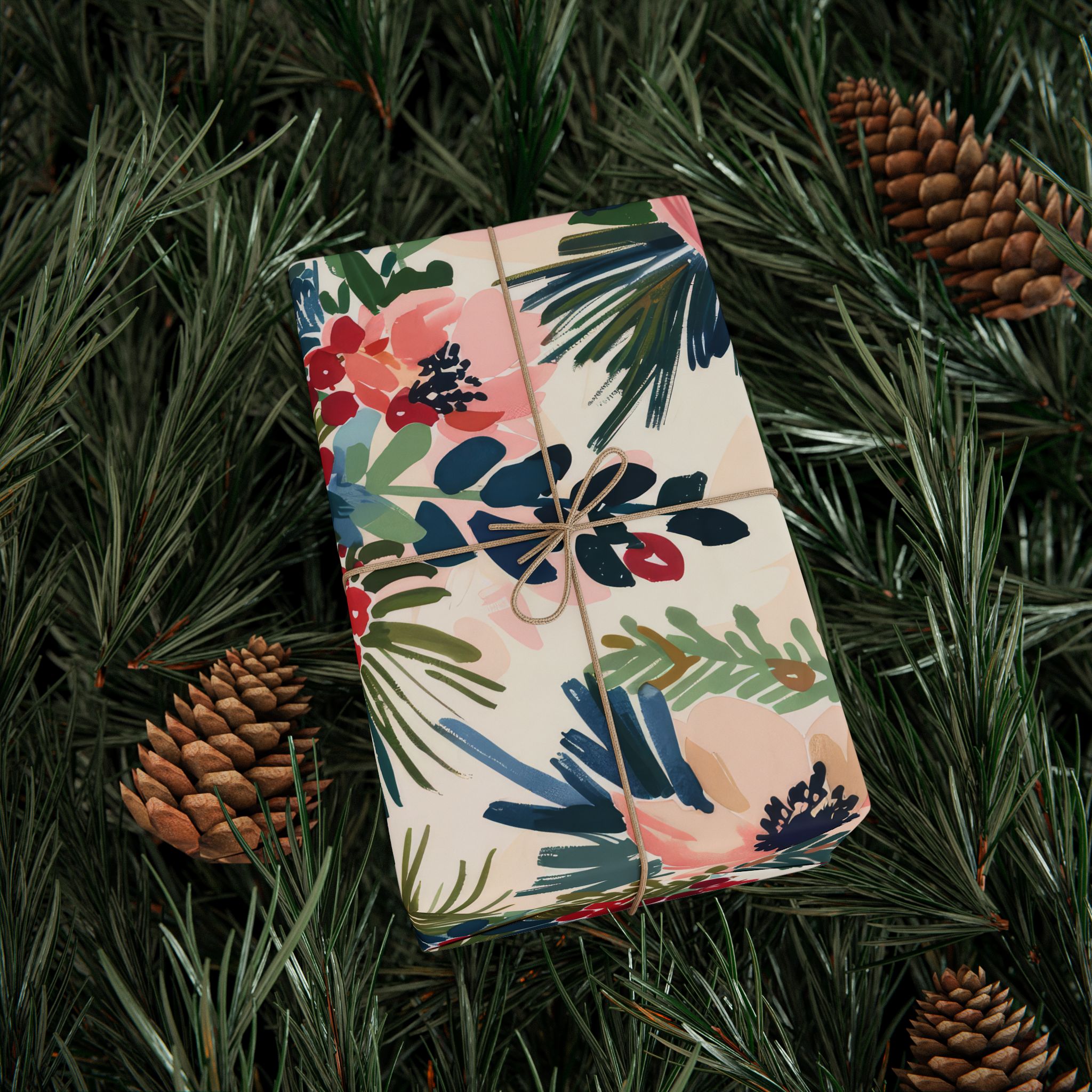 Frosted Poinsettia Christmas Wrapping Paper - Image 9