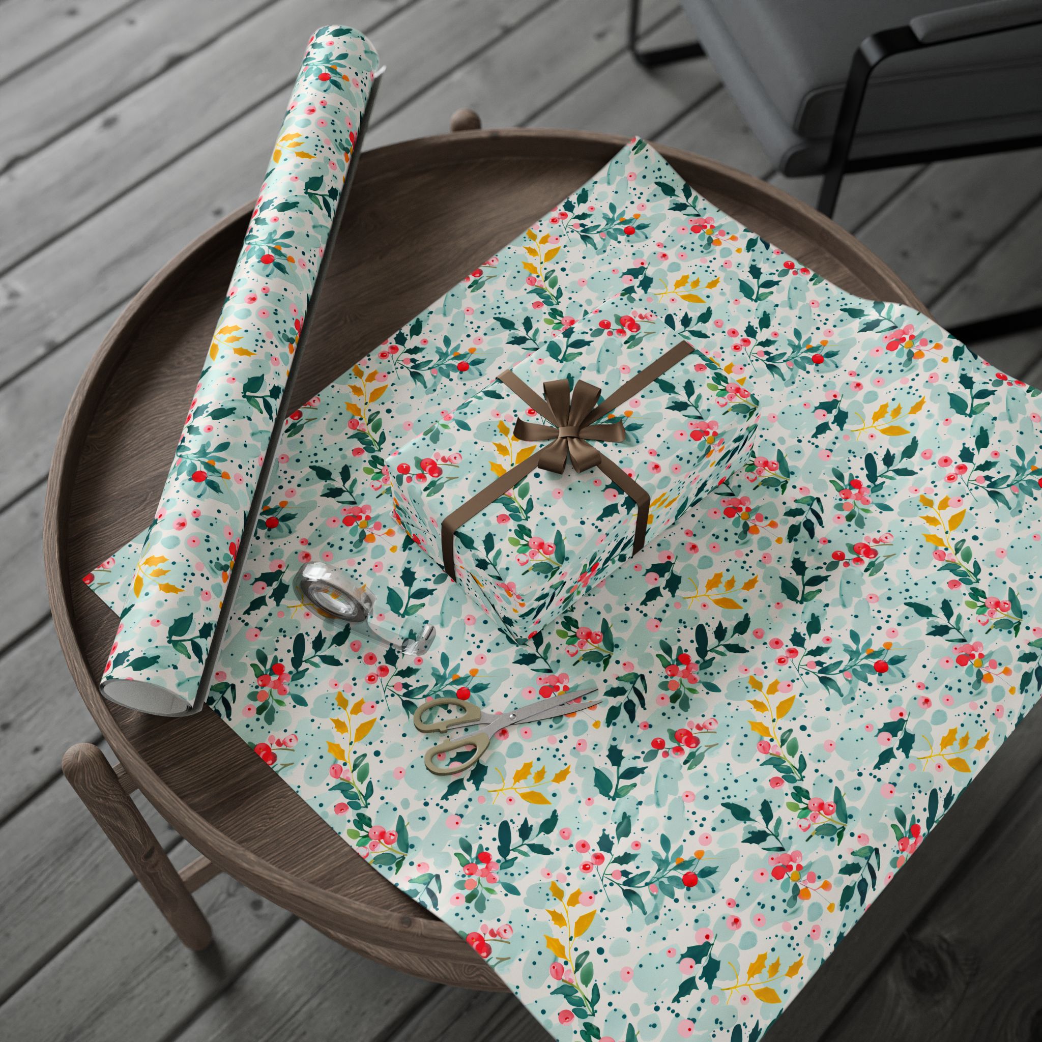 Winter Confetti Floral Wrapping Paper - Image 3