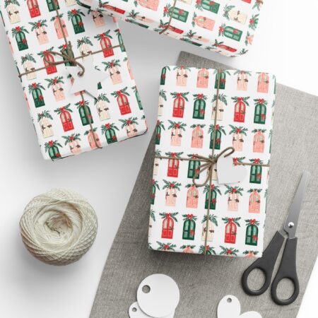 Christmas Garland Doors Floral Wrapping Paper