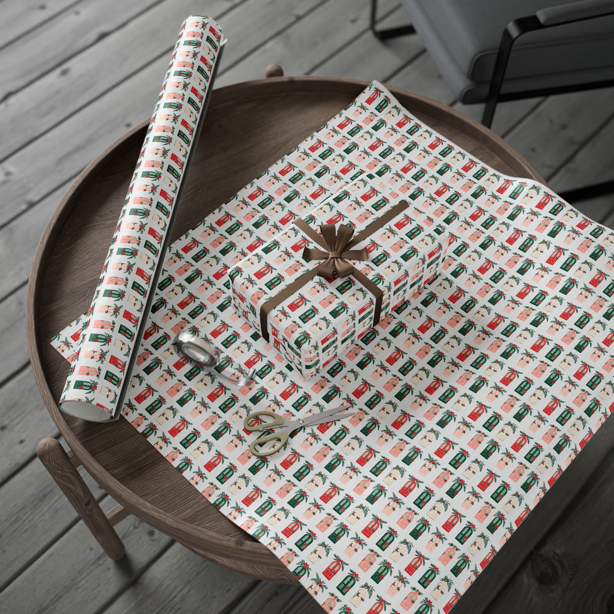 Christmas Garland Doors Floral Wrapping Paper - Image 3