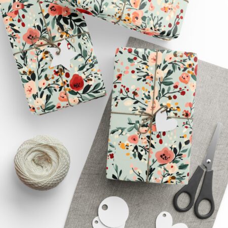 Cottage Blossom Christmas Floral Wrapping Paper