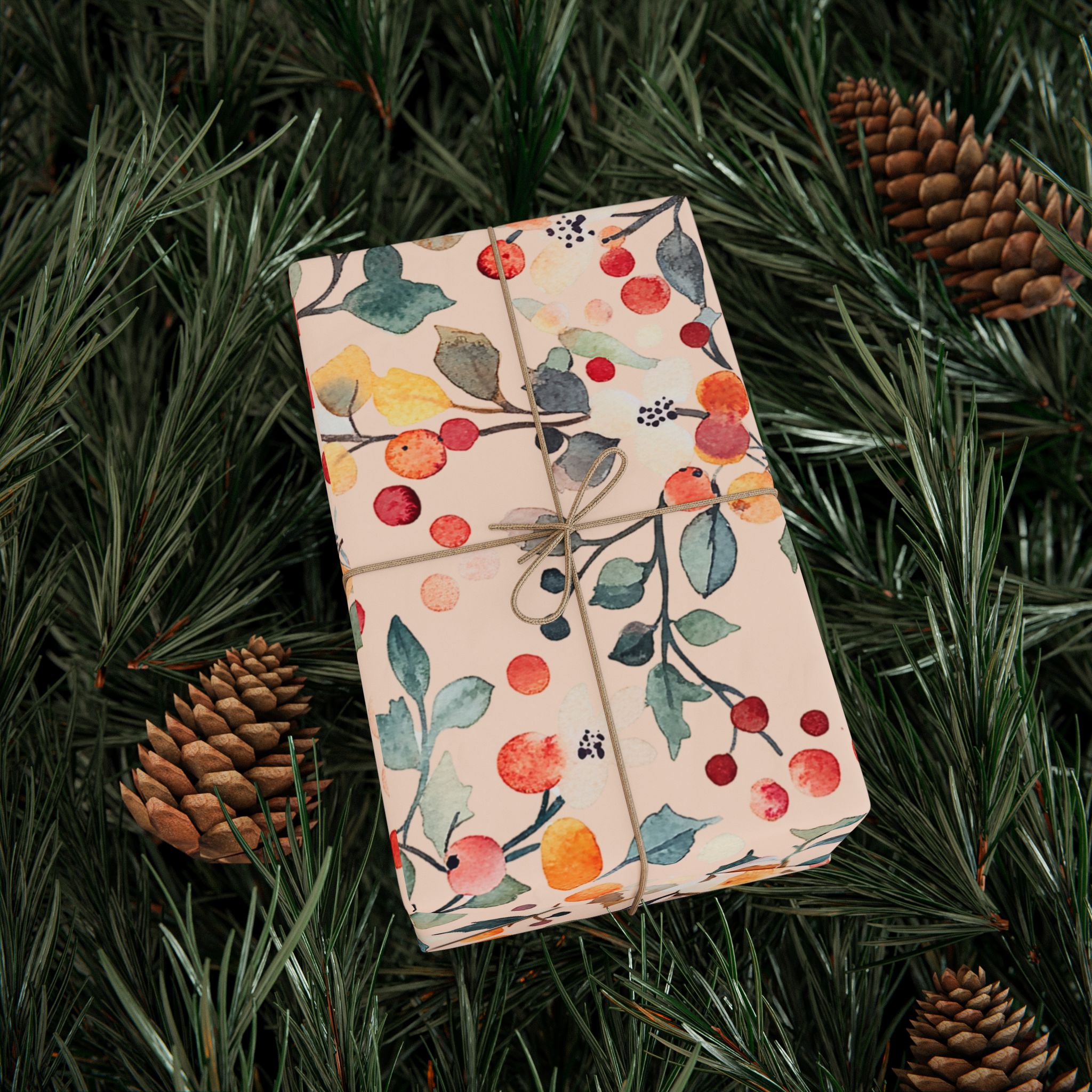 Berry Frost Peach Floral Wrapping Paper - Image 9