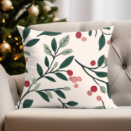 Blush and Evergreen Floral Square Throw Pillow