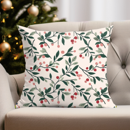 Very Berry Christmas Square Throw Pillow